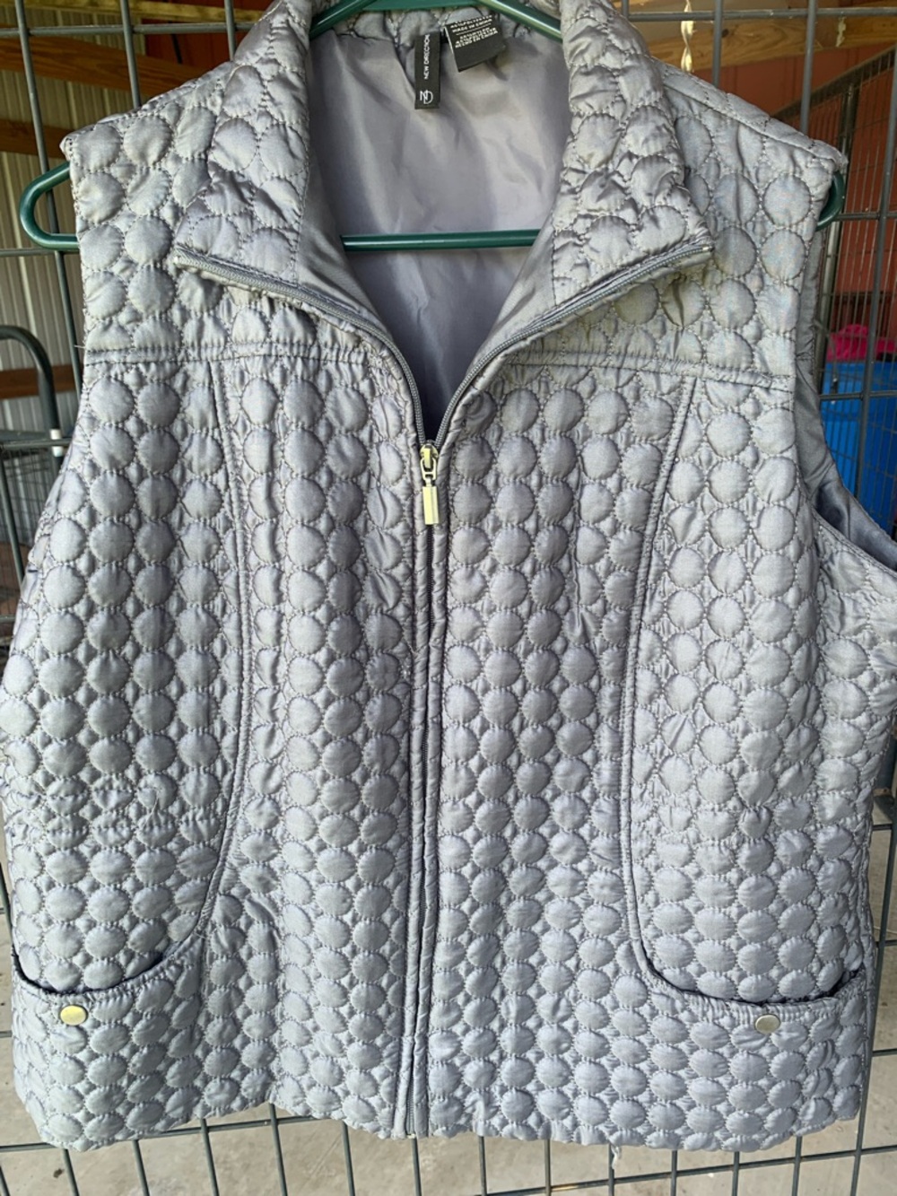 new directions Quilted Sleeveless Vest in Light Silver